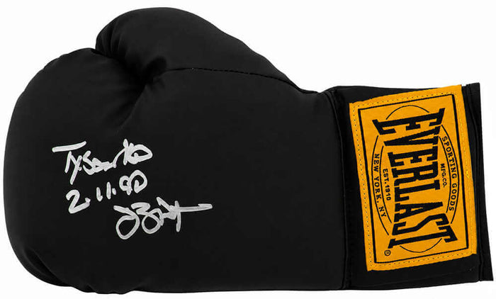 James Buster Douglas Autographed Everlast Black Full Size Boxing Glove with Tyson KO 2-11-90-Powers Sports Memorabilia
