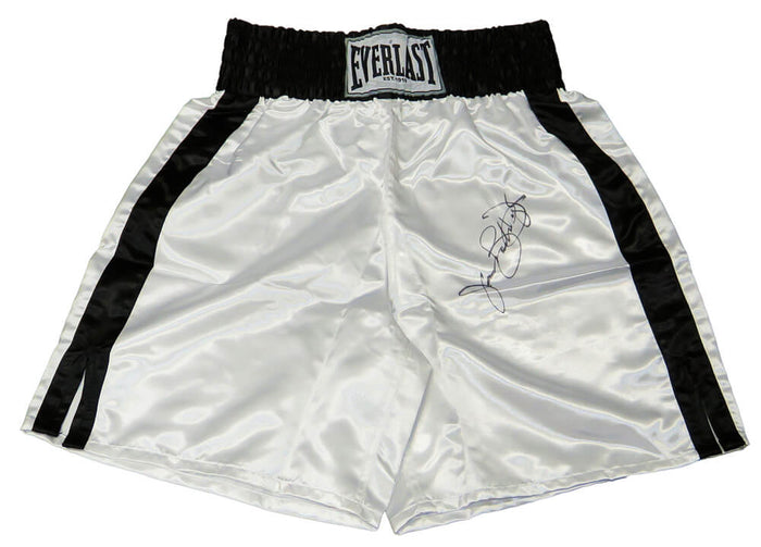 James Buster Douglas Autographed Everlast White Boxing Trunks-Powers Sports Memorabilia