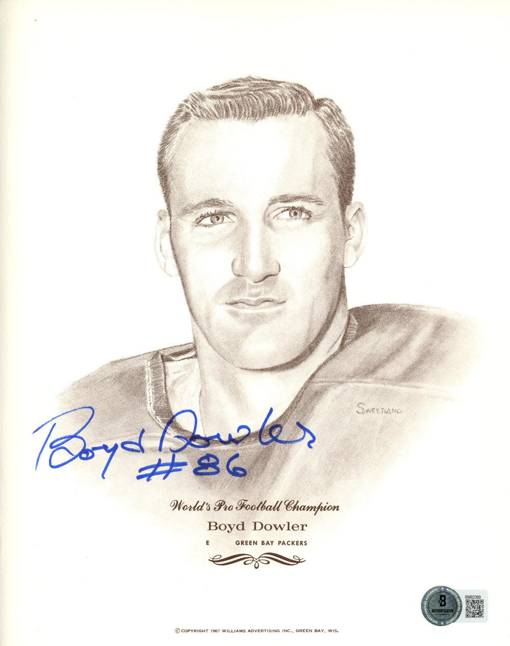 Boyd Dowler Green Bay Packers Signed 8x10 Photo - Beckett Beckett-Powers Sports Memorabilia
