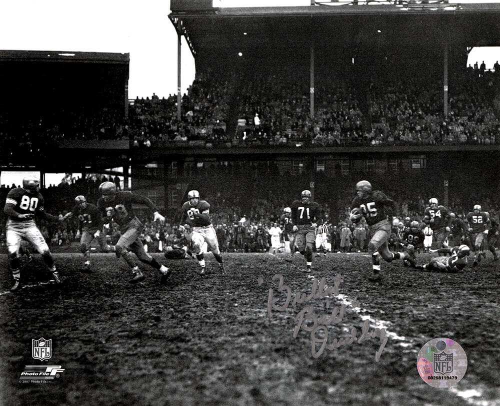 Bill Dudley Autographed Steelers B&W Action 8x10 Photo with Bullet-Powers Sports Memorabilia