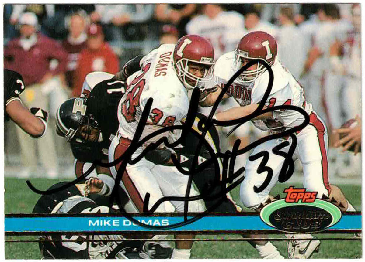 Mike Dumas Houston Oilers Signed Card - 1991 Topps Stadium Club #200-Powers Sports Memorabilia