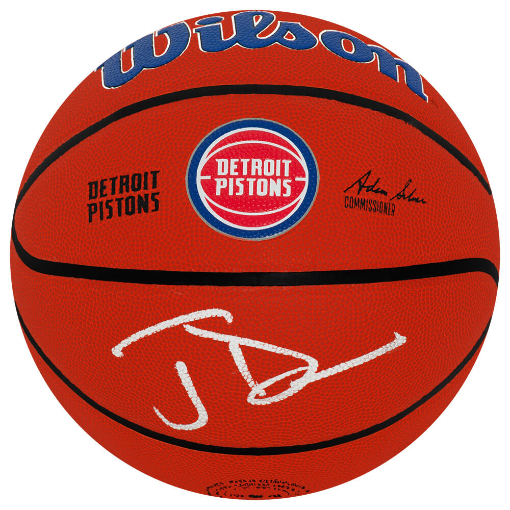Joe Dumars Detroit Pistons Autographed Logo Wilson NBA Basketball-Powers Sports Memorabilia