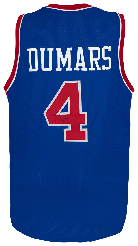 Joe Dumars Autographed Blue Custom Basketball Jersey-Powers Sports Memorabilia