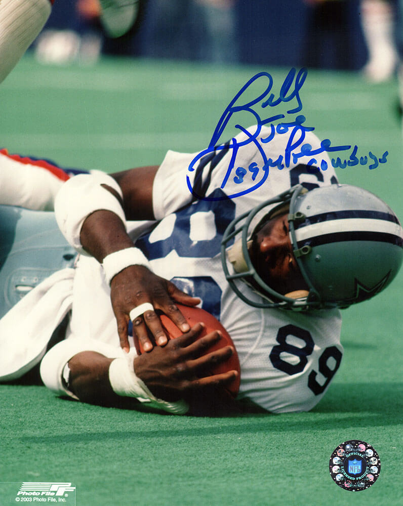 Billy Joe Dupree Autographed Dallas Cowboys Recovering Football Action 8x10 Photo with Cowboys-Powers Sports Memorabilia