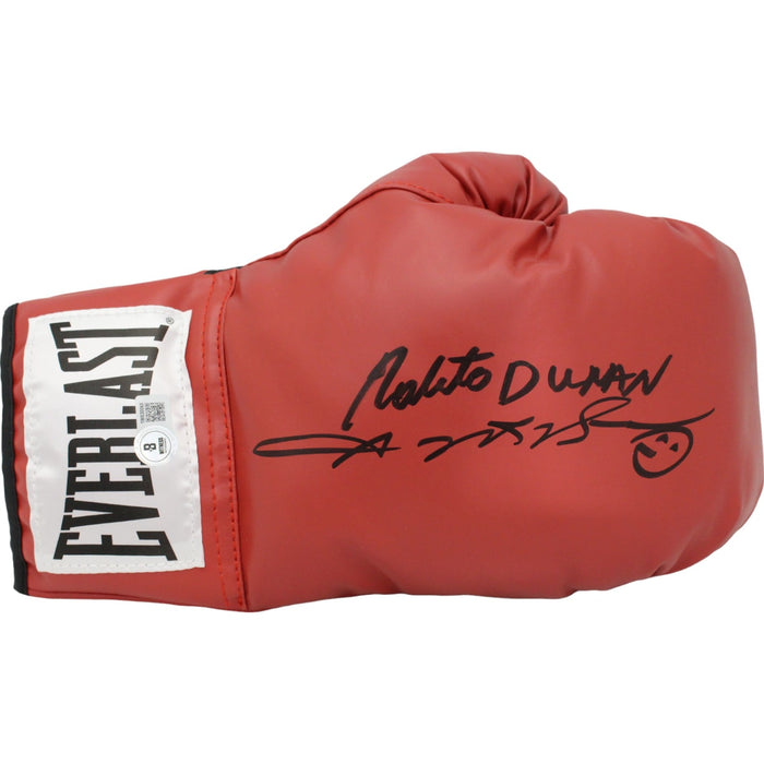 Sugar Ray Leonard Roberto Duran Signed Red Right Boxing Glove – Beckett Authenticated-Powers Sports Memorabilia