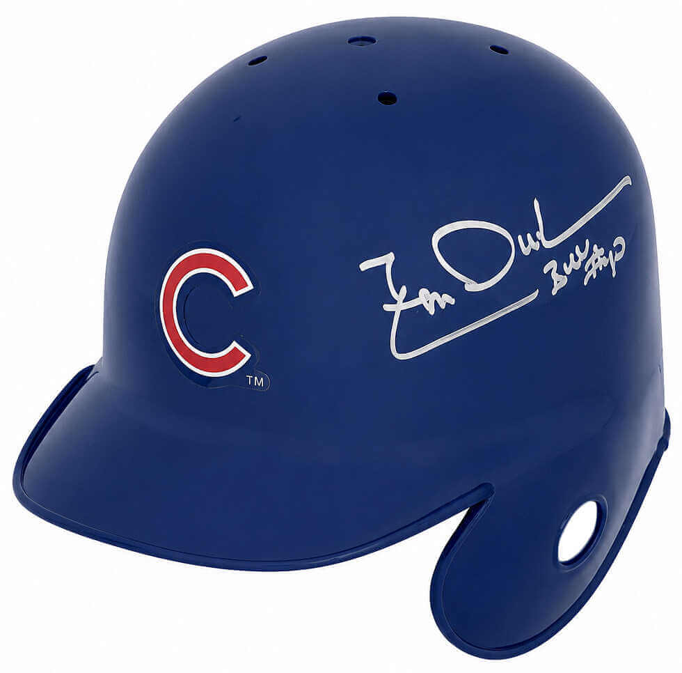 Leon Durham Autographed Chicago Cubs Riddell Baseball Mini Batting Helmet with Bull-Powers Sports Memorabilia