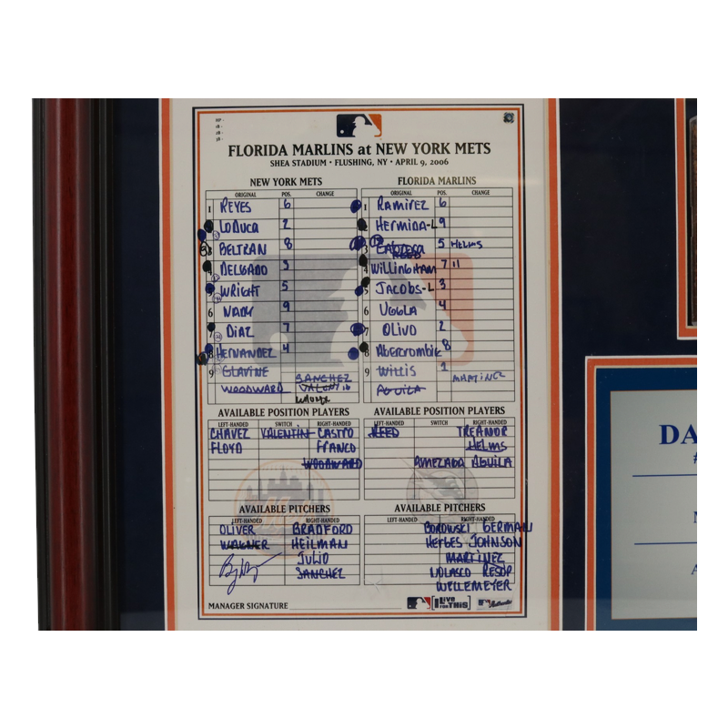 David Wright New York Mets Game Used Dirt & Lineup Card Collage Steiner Holo-Powers Sports Memorabilia