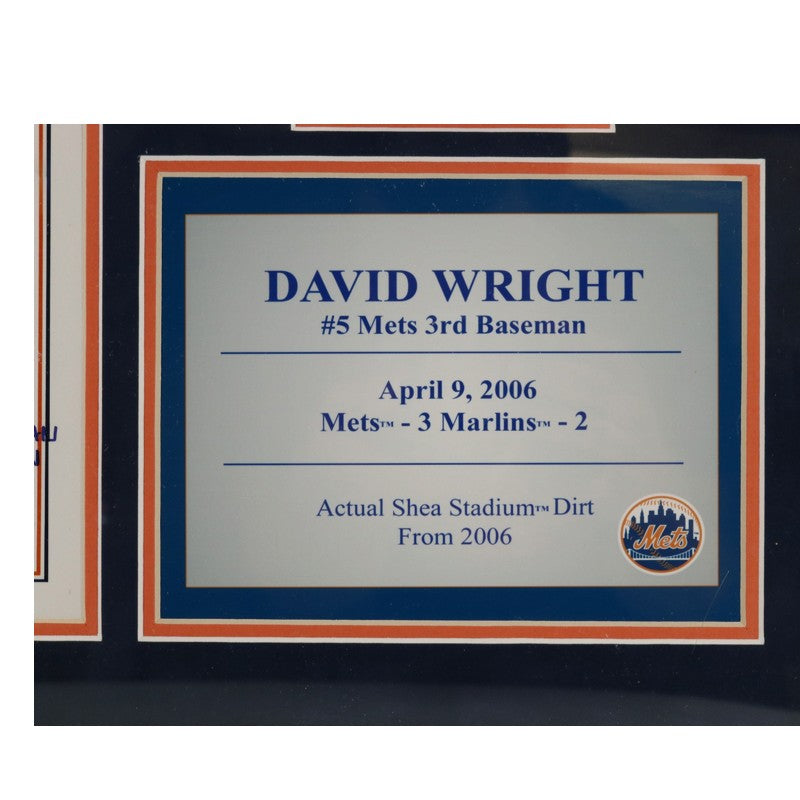 David Wright New York Mets Game Used Dirt & Lineup Card Collage Steiner Holo-Powers Sports Memorabilia