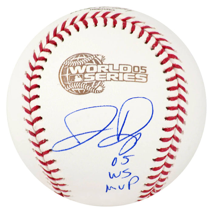 Jermaine Dye Autographed 2005 World Series Baseball with 05 WS MVP-Powers Sports Memorabilia