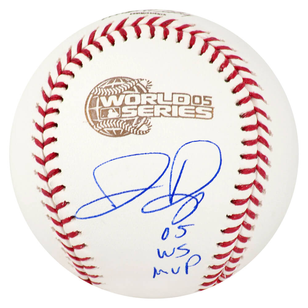 Jermaine Dye Autographed 2005 World Series Baseball with 05 WS MVP-Powers Sports Memorabilia