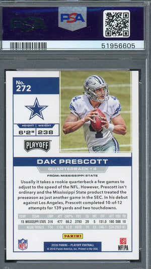 Dak Prescott 2016 Panini Playoff Football Rookie Card #272 Graded PSA 10-Powers Sports Memorabilia