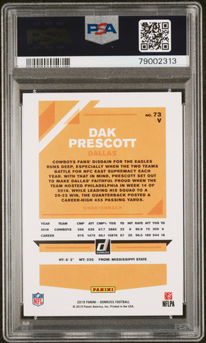 Dak Prescott 2019 Panini Donruss No Ball Football Card #73V Graded PSA 10-Powers Sports Memorabilia