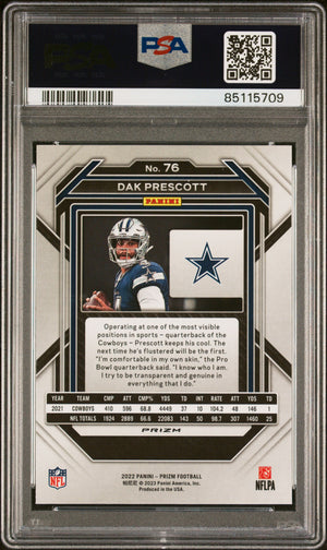 Dak Prescott 2022 Panini Prizm Red White Blue Football Card #76 Graded PSA 10-Powers Sports Memorabilia