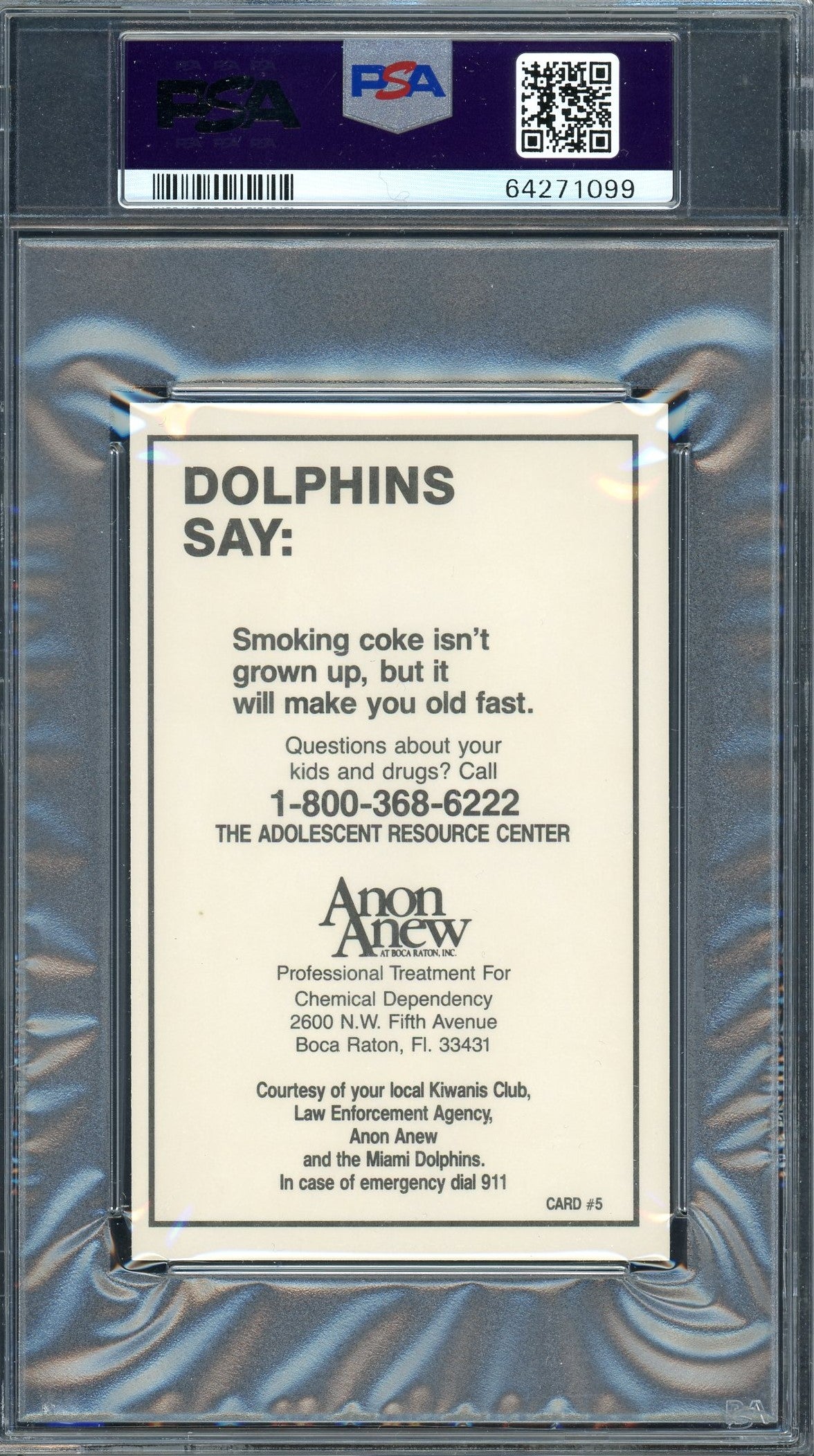 Dan Marino 1986 Dolphins Police Football Card #5 Graded PSA 10-Powers Sports Memorabilia