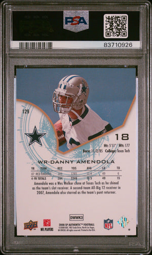 Danny Amendola 2008 SP Authentic Rookie Card #129 Auto Graded PSA 8 933/1399-Powers Sports Memorabilia