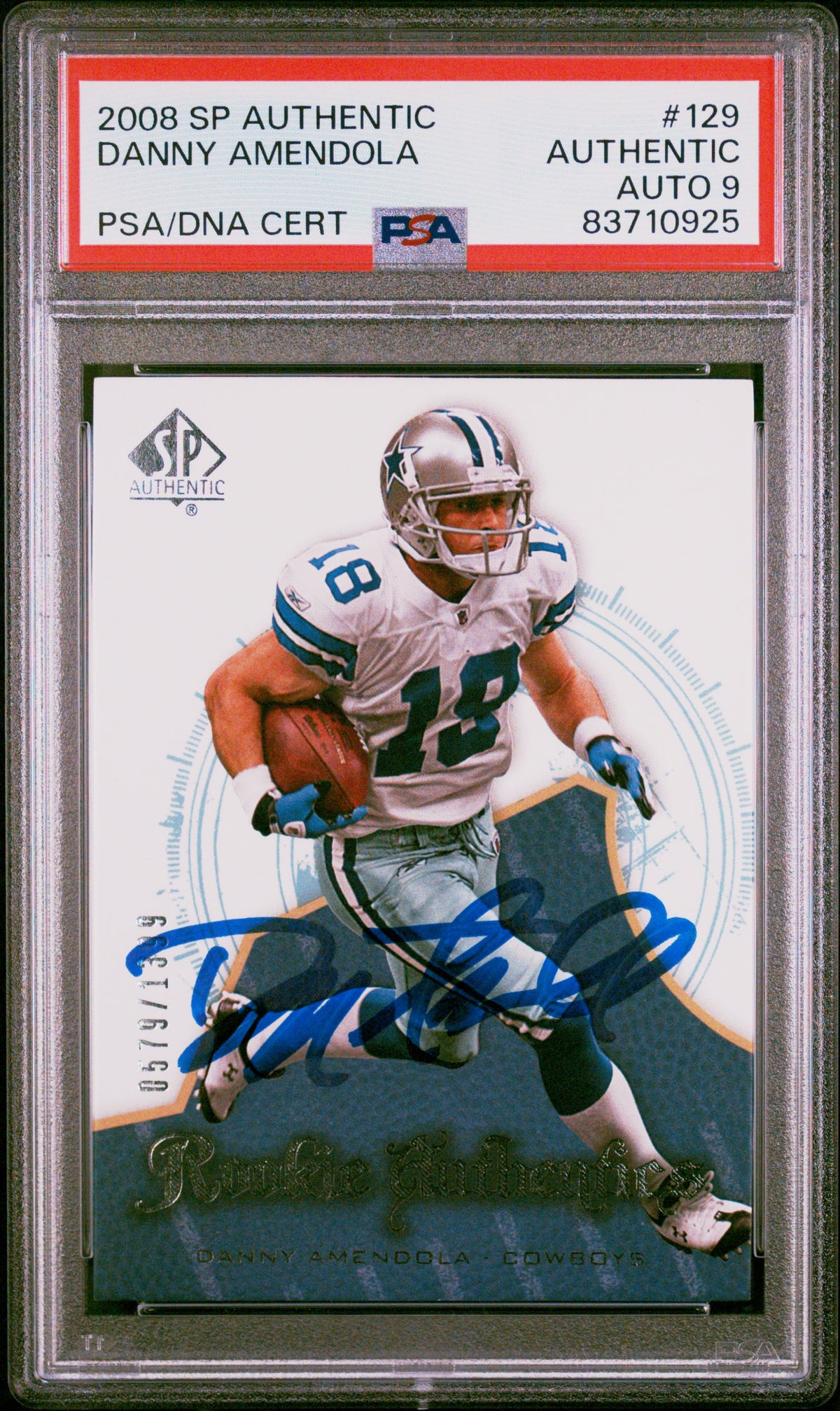 Danny Amendola 2008 SP Authentic Rookie Card #129 Auto Graded PSA 9 579/1399-Powers Sports Memorabilia