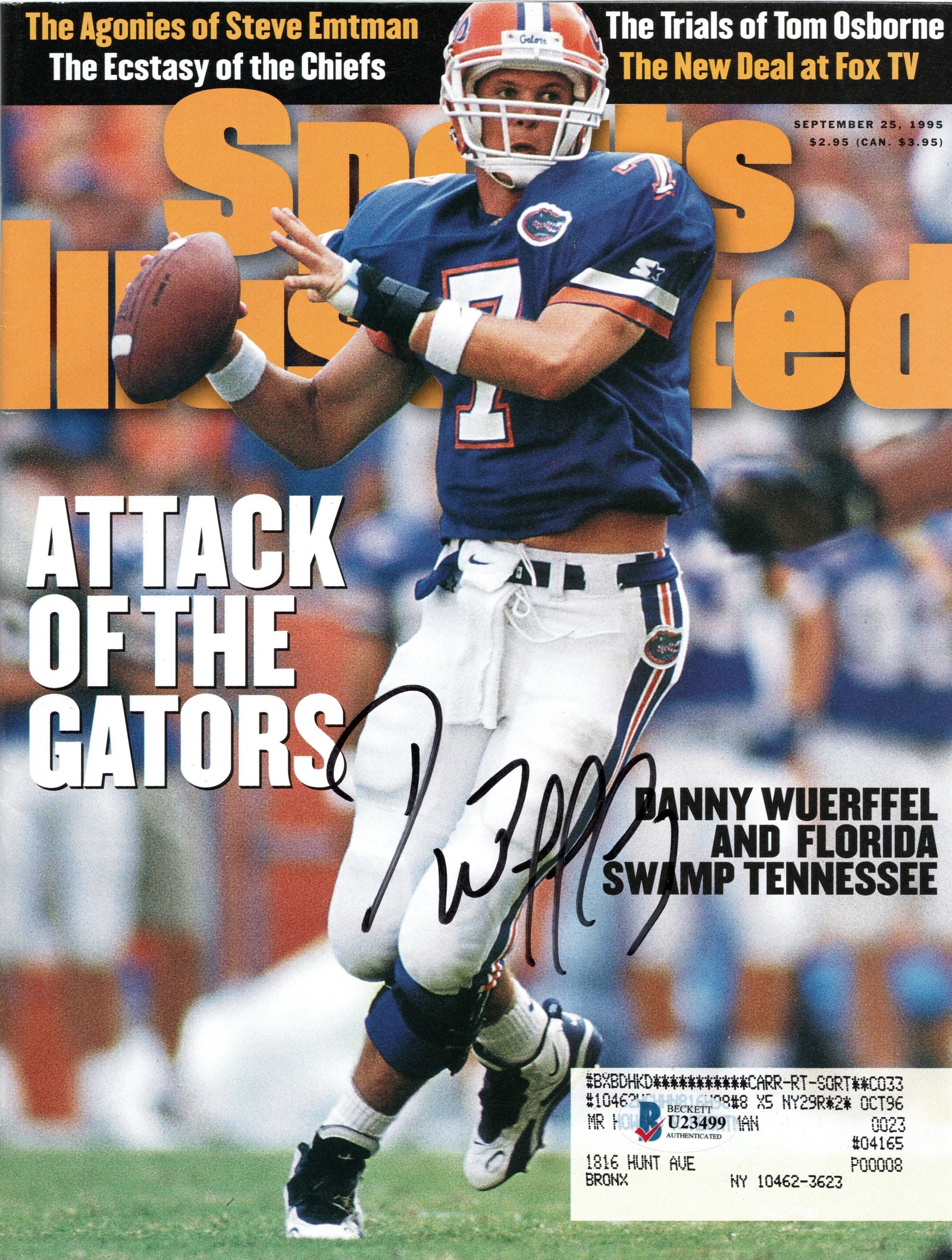 Danny Wuerffel Signed Florida Gators Sports Illustrated Attack of the Gators 9/25/95 - Beckett-Powers Sports Memorabilia