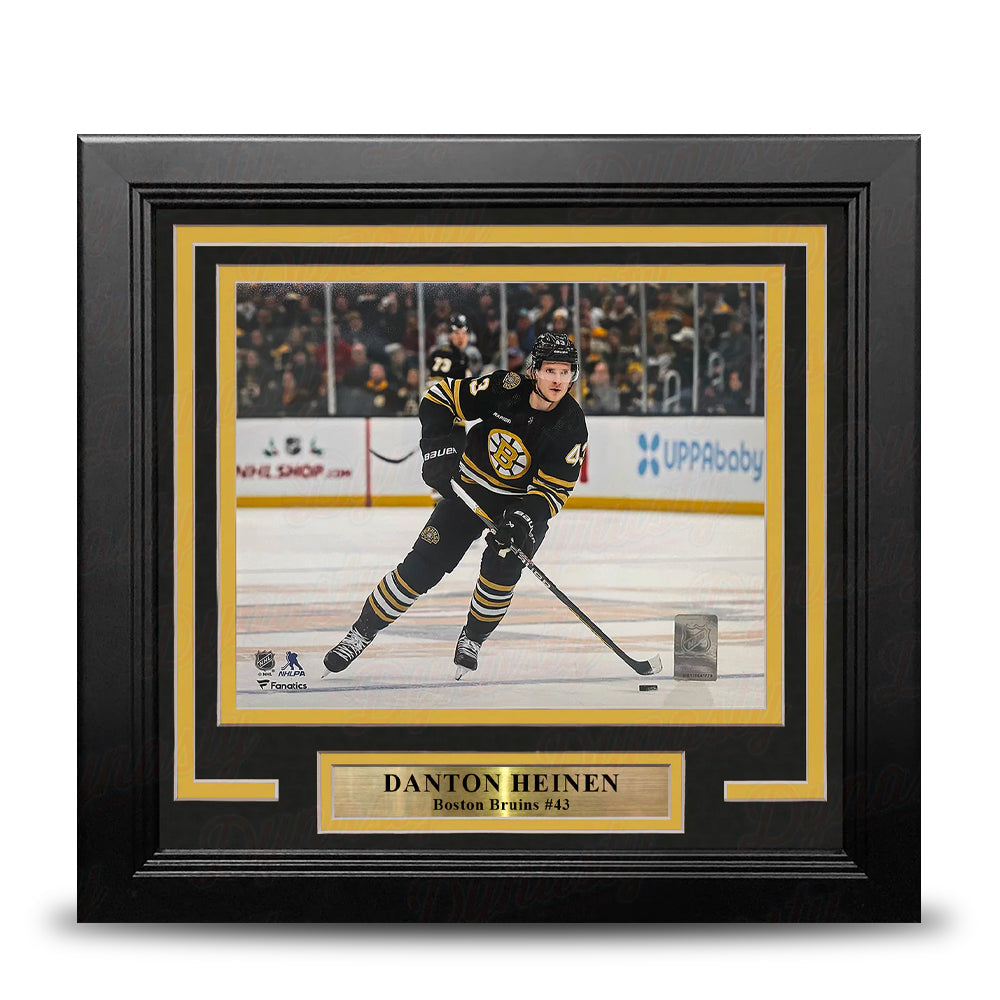 Danton Heinen in Action Boston Bruins 8" x 10" Framed Hockey Display Photo-Powers Sports Memorabilia