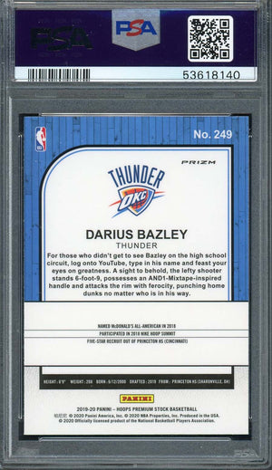 Darius Bazley 2019 Panini Hoops Premium Stock Pulsar Rookie Card #249 PSA 10-Powers Sports Memorabilia