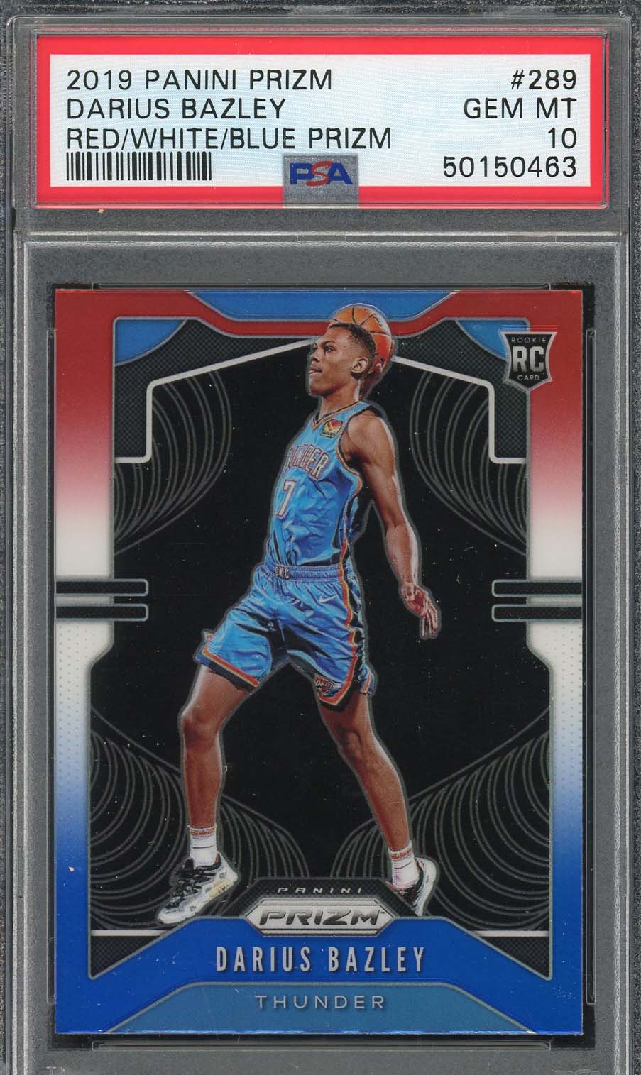 Darius Bazley 2019 Panini Prizm Red White Blue Rookie Card #289 PSA 10-Powers Sports Memorabilia
