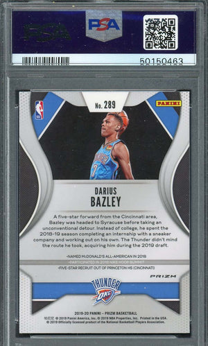 Darius Bazley 2019 Panini Prizm Red White Blue Rookie Card #289 PSA 10-Powers Sports Memorabilia