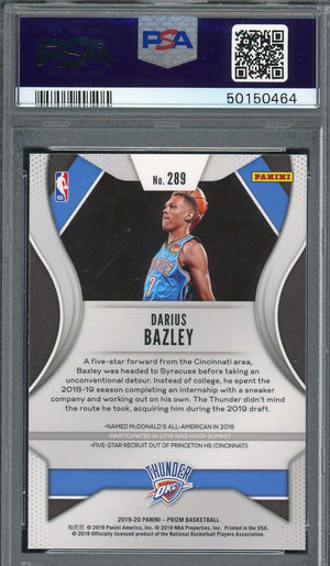 Darius Bazley 2019 Panini Prizm Basketball Rookie Card #289 PSA 9-Powers Sports Memorabilia