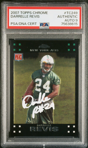 Darrelle Revis 2007 Topps Chrome Signed Rookie Card #TC249 Auto Graded PSA 9-Powers Sports Memorabilia