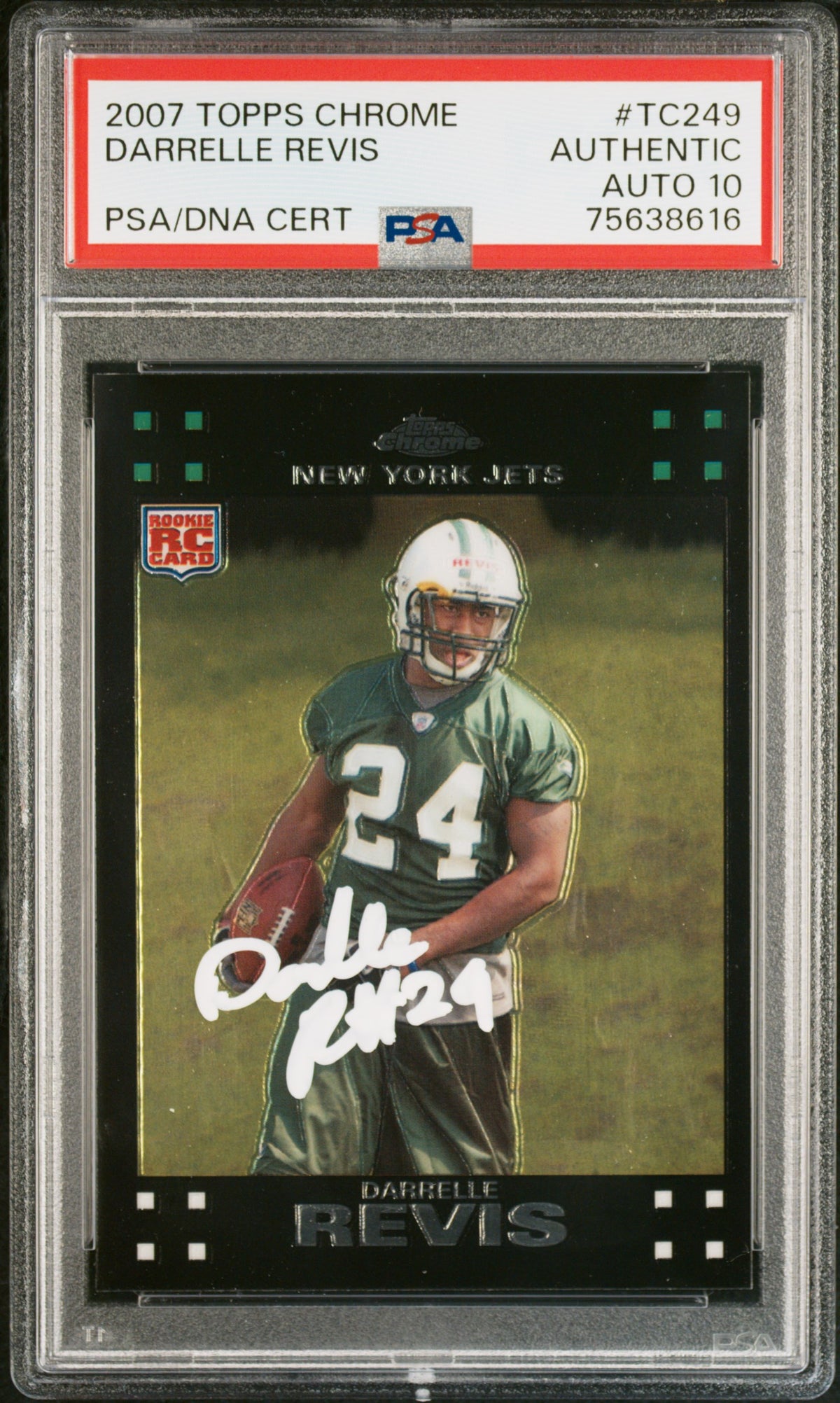 Darrelle Revis 2007 Topps Chrome Signed Rookie Card #TC249 Auto Graded PSA 10 B-Powers Sports Memorabilia