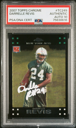 Darrelle Revis 2007 Topps Chrome Signed Rookie Card #TC249 Auto Graded PSA 10 B-Powers Sports Memorabilia