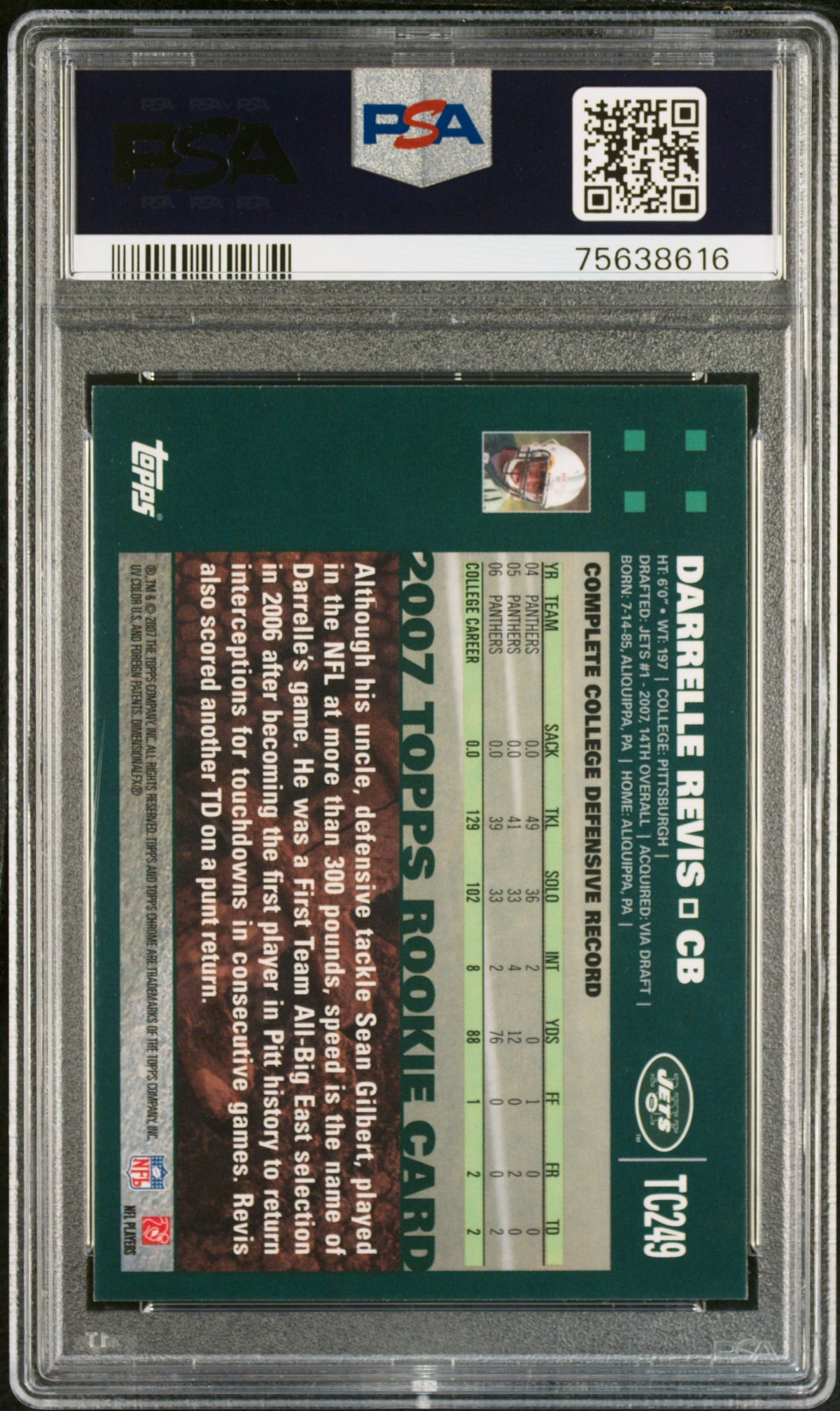Darrelle Revis 2007 Topps Chrome Signed Rookie Card #TC249 Auto Graded PSA 10 B-Powers Sports Memorabilia