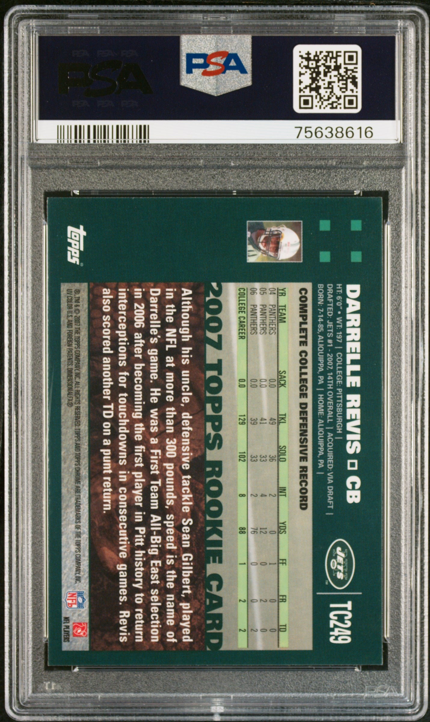 Darrelle Revis 2007 Topps Chrome Signed Rookie Card #TC249 Auto Graded PSA 10 B-Powers Sports Memorabilia