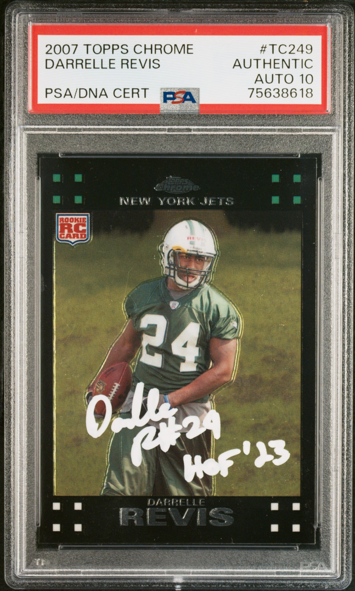 Darrelle Revis 2007 Topps Chrome Signed Rookie Card #TC249 HOF Auto PSA 10-Powers Sports Memorabilia