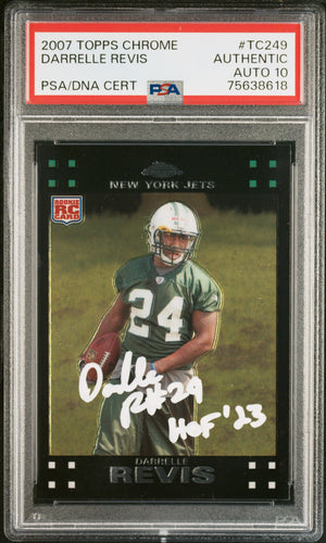 Darrelle Revis 2007 Topps Chrome Signed Rookie Card #TC249 HOF Auto PSA 10-Powers Sports Memorabilia