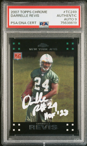 Darrelle Revis 2007 Topps Chrome Signed Rookie Card #TC249 HOF Auto PSA 9-Powers Sports Memorabilia