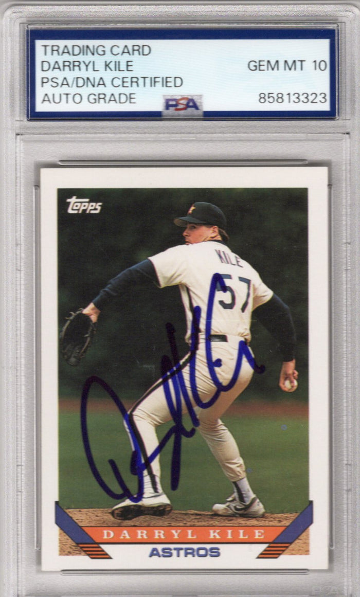 Darryl Kile Signed Houston Astros 1993 Topps #308 Card AUTO GRADE GEM MT PSA-Powers Sports Memorabilia