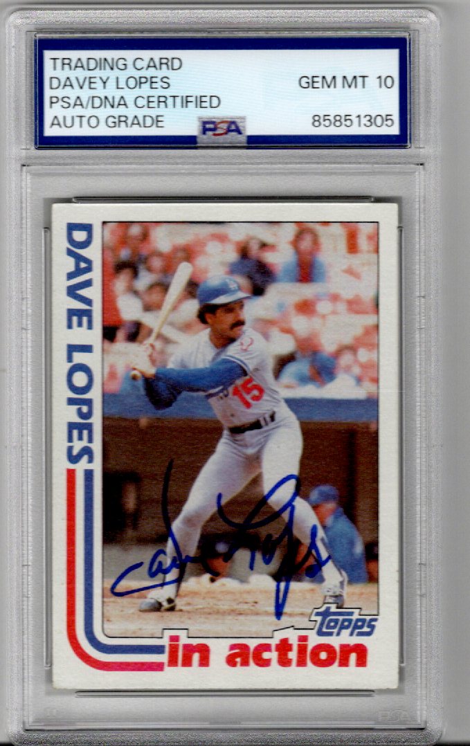 Davey Lopes Signed Los Angeles Dodgers 1982 Topps #741 Card PSA AUTO GRADE GEM MT 10-Powers Sports Memorabilia
