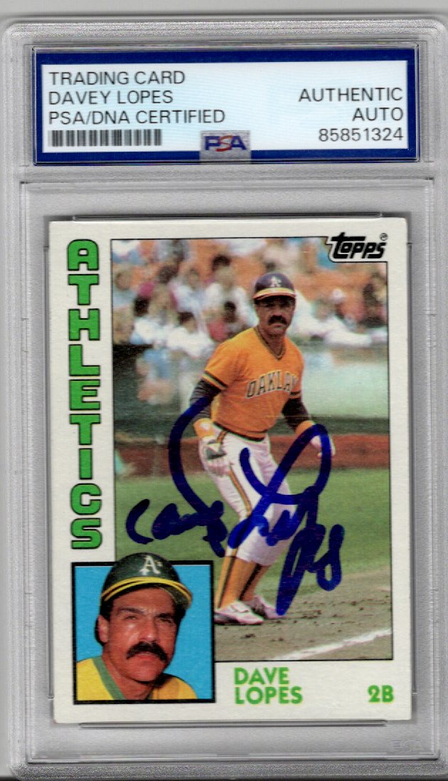 Davey Lopes Signed Oakland A's 1984 Topps #669 Card PSA AUTHENTIC AUTO-Powers Sports Memorabilia