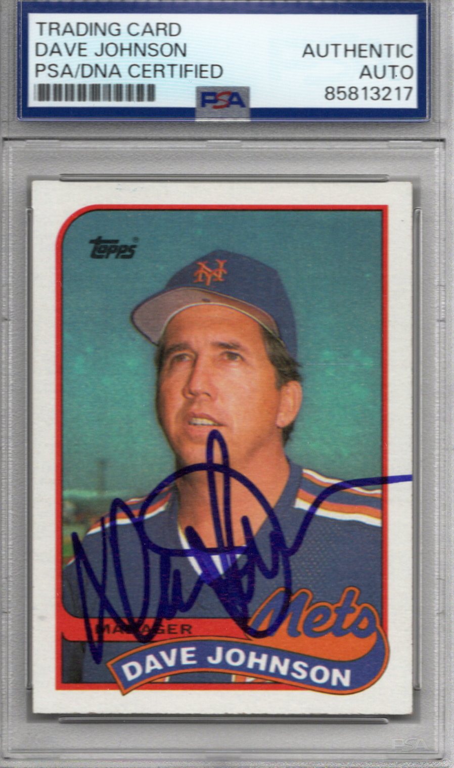 Davey Johnson Signed New York Mets 1989 Topps #684 Card PSA AUTHENTIC AUTO-Powers Sports Memorabilia