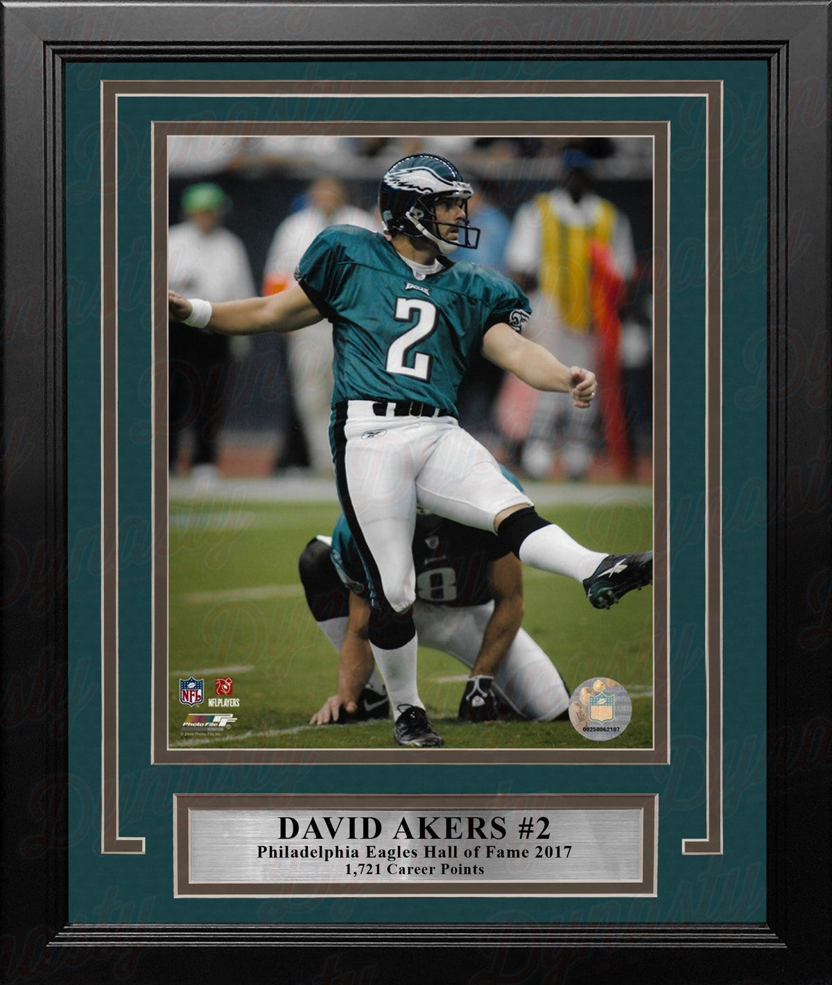 David Akers Kicking Action Philadelphia Eagles 8" x 10" Framed Football Display Photo-Powers Sports Memorabilia