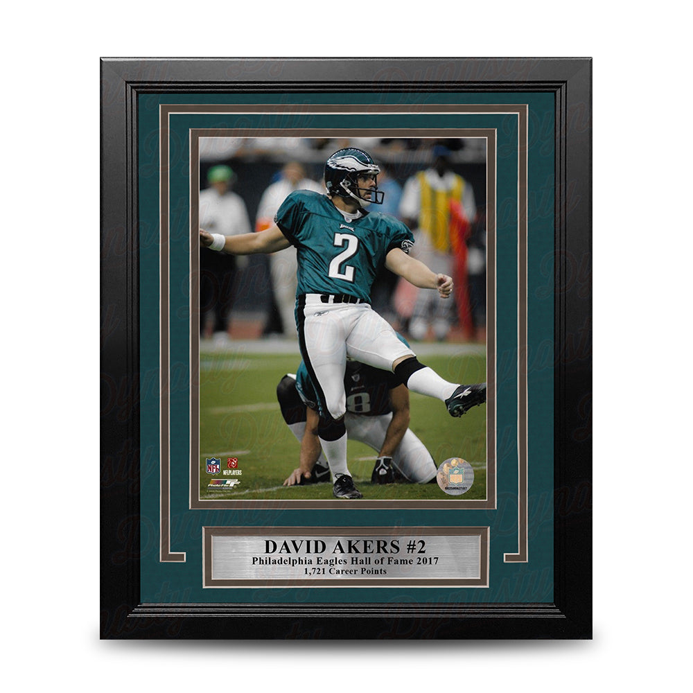 David Akers Kicking Action Philadelphia Eagles 8" x 10" Framed Football Display Photo-Powers Sports Memorabilia