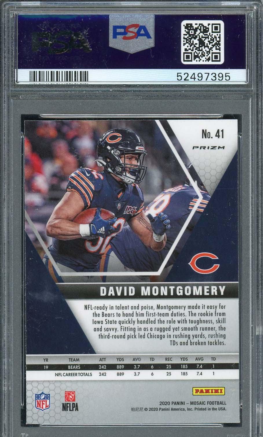 David Montgomery 2020 Panini Mosaic Genesis Card #41 PSA 7-Powers Sports Memorabilia