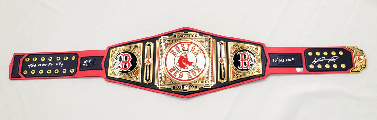 David Ortiz Signed WWE Boston Red Sox Championship Belt W/ Inscriptions - Beckett-Powers Sports Memorabilia