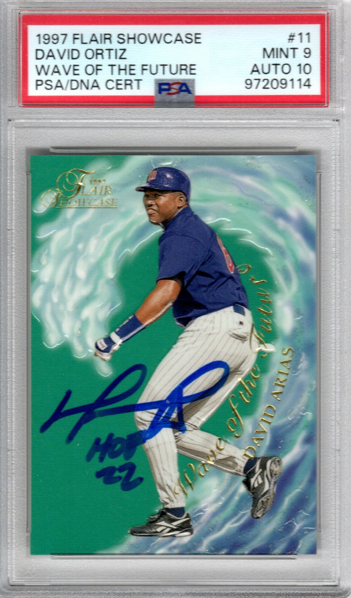 David Ortiz Signed Minnesota Twins 1997 Flair Showcase Rookie Card #11 W/ HOF 22 PSA Graded Encapsulated 97209119-Powers Sports Memorabilia
