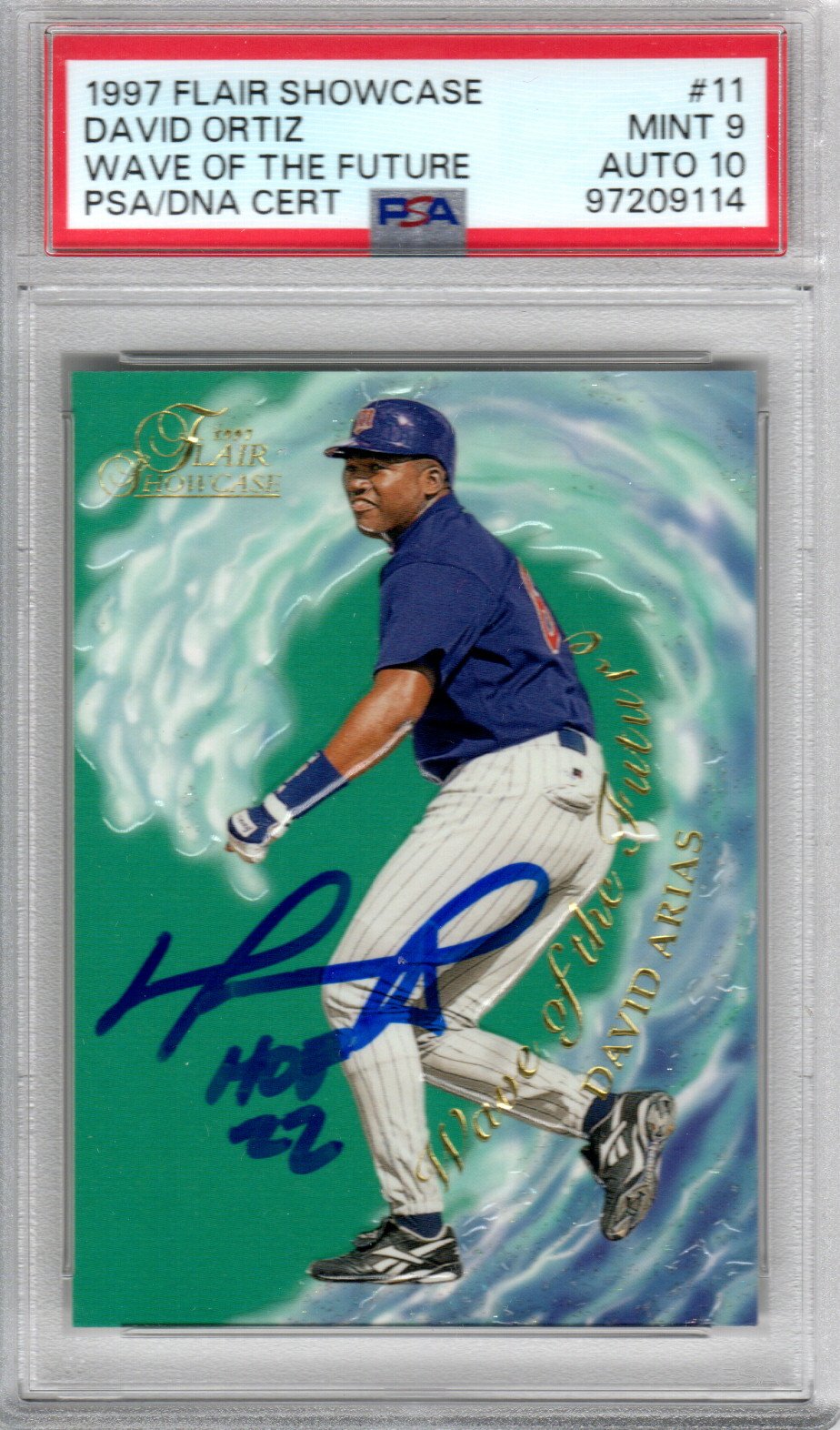 David Ortiz Signed Minnesota Twins 1997 Flair Showcase Rookie Card #11 W/ HOF 22 PSA Graded Encapsulated 97209119-Powers Sports Memorabilia