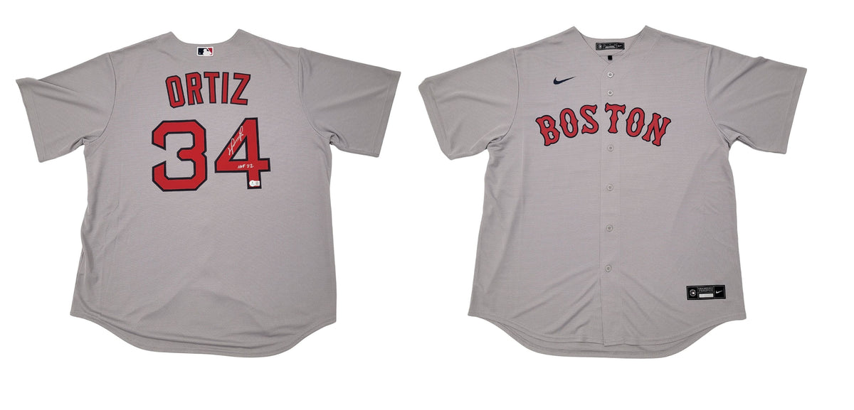 David Ortiz Signed Boston Red Sox Nike Replica Gray Jersey W/ HOF 22 - Beckett-Powers Sports Memorabilia