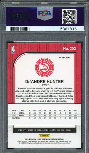 De'Andre Hunter 2019 Panini Hoops Premium Stock Pulsar Rookie Card #202 PSA 10-Powers Sports Memorabilia