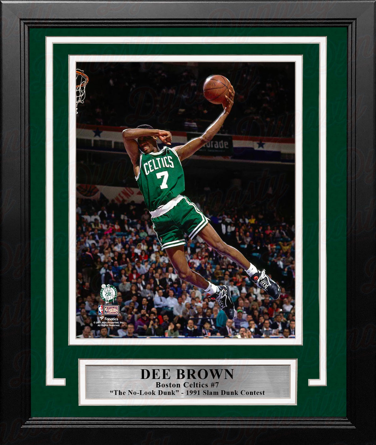 Dee Brown No-Look Dunk 1991 Slam Dunk Contest Boston Celtics 8" x 10" Framed Basketball Display Photo-Powers Sports Memorabilia