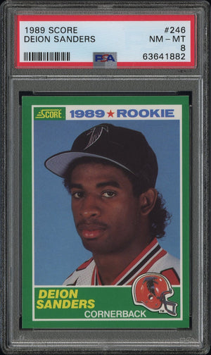 Deion Sanders 1989 Score Football Rookie Card #246 Graded PSA 8-Powers Sports Memorabilia