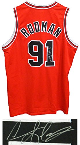 Dennis Rodman Autographed Red Throwback Custom Basketball Jersey-Powers Sports Memorabilia