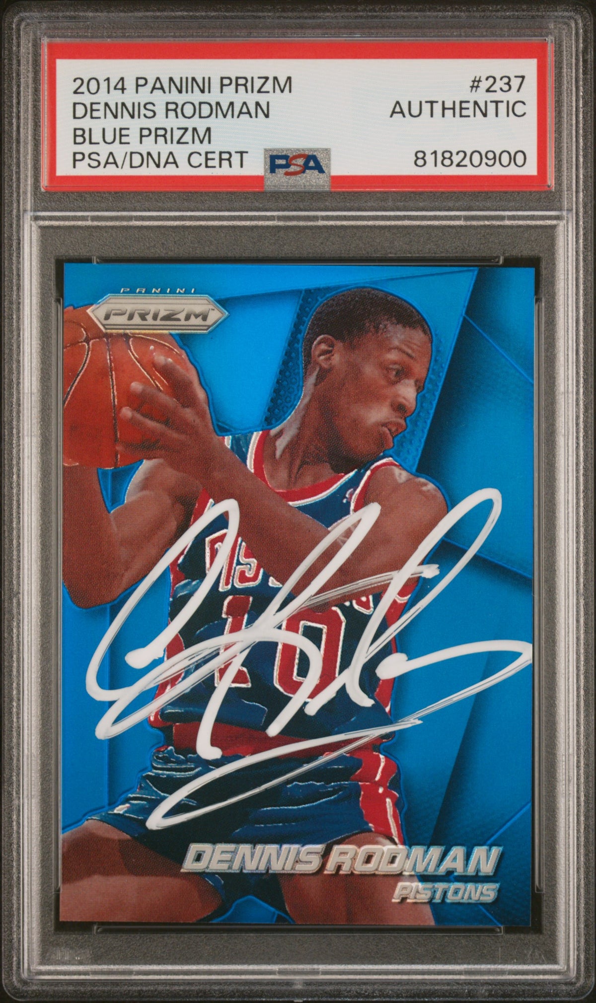 Dennis Rodman 2014 Panini Blue Prizm Basketball Signed Card #237 Auto PSA 60/99-Powers Sports Memorabilia
